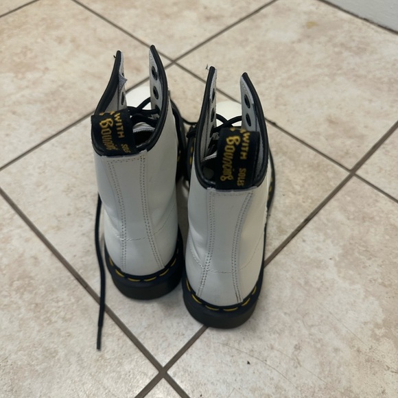 Dr. Martens White Boots with Black and Yellow Accents - Picture 2 of 8